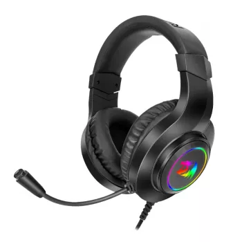 REDRAGON HYLAS H260RGB Ausinės žaidimams per ausį su nuimamu mikrofonu, 50mm tvarkyklės, RGB apšvietimas, 3.5mm garsas + USB maitinimas, juodos