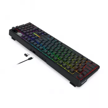 Redragon K762 TERRAFLARE PRO RGB belaidė tarpinė mechaninė žaidimų klaviatūra - 75% 82 klavišai, trijų režimų, keičiami jungikliai, dvigubo liejimo PBT, juoda