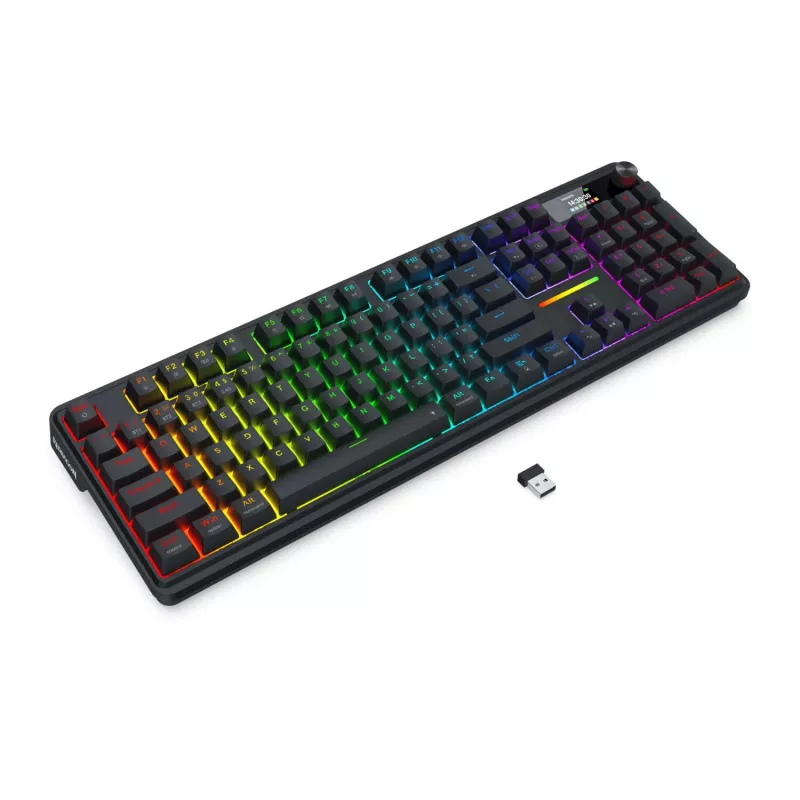 Redragon K762 TERRAFLARE PRO RGB belaidė tarpinė mechaninė žaidimų klaviatūra - 75% 82 klavišai, trijų režimų, keičiami jungikliai, dvigubo liejimo PBT, juoda