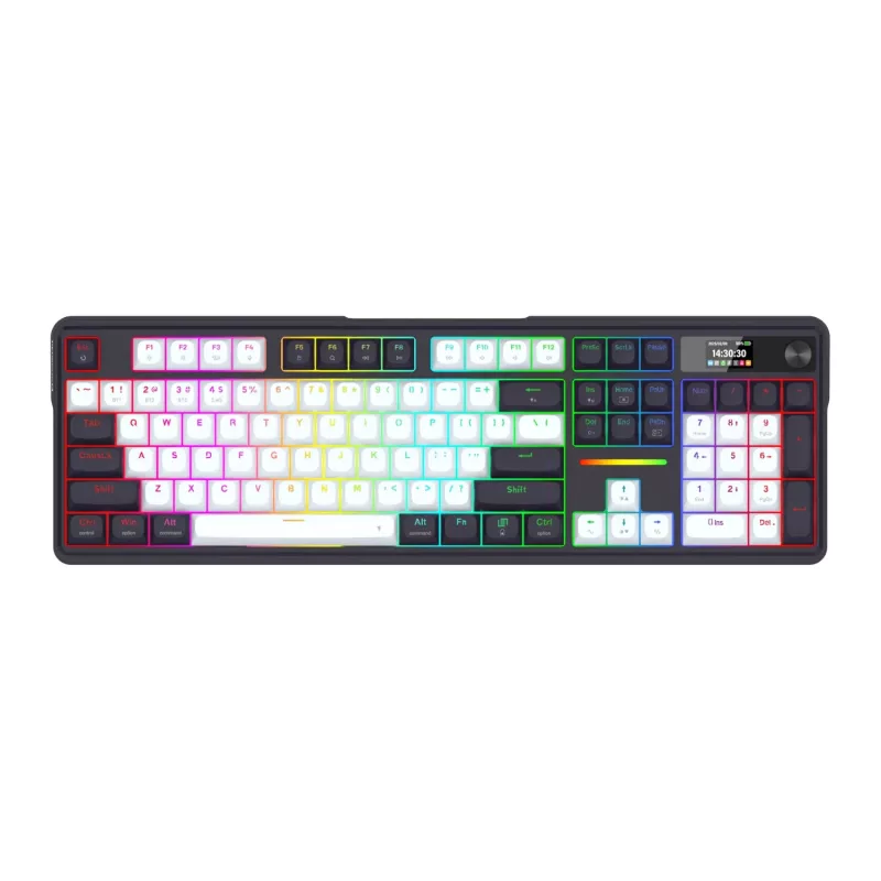 Redragon K762WB-RGB-PRO LCD pilno dydžio guminė mechaninė klaviatūra - juoda