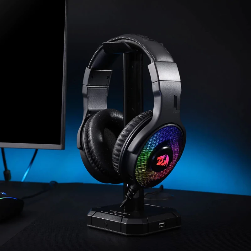 REDRAGON PANDORA H350 RGB ausinės žaidimams su nuimamu mikrofonu, 50 mm tvarkyklės, 3,5 mm garso ir USB RGB maitinimas, juodos