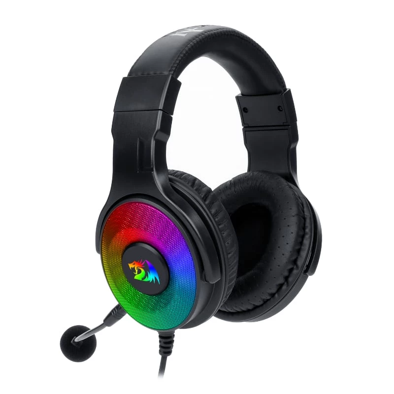 REDRAGON PANDORA H350 RGB ausinės žaidimams su nuimamu mikrofonu, 50 mm tvarkyklės, 3,5 mm garso ir USB RGB maitinimas, juodos