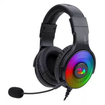 REDRAGON PANDORA H350 RGB ausinės žaidimams su nuimamu mikrofonu, 50 mm tvarkyklės, 3,5 mm garso ir USB RGB maitinimas, juodos