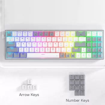 REDRAGON Pollux 65% laidinė mechaninė žaidimų klaviatūra, karštai keičiami raudoni jungikliai, RGB apšvietimas, nuimamas USB-C, NKRO, juoda