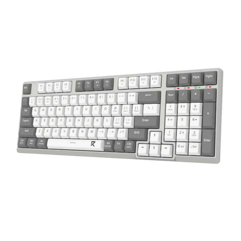 Redragon RD-BK-7111 60% tri-režimo žemo profilio mechaninė klaviatūra, RGB apšvietimas, karštai keičiami jungikliai, juoda/balta