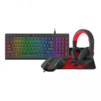 Redragon RD-S149 4-in-1 žaidimų rinkinys: RGB klaviatūra, optinė pelė, ausinės ir kilimėlis