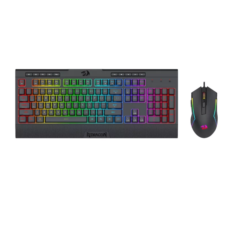 Redragon S151 RGB žaidimų klaviatūros ir pelės rinkinys - juoda