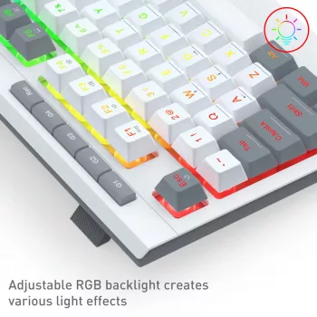 Redragon S151 laidinis RGB žaidimų klaviatūros ir pelės rinkinys - balta ir pilka