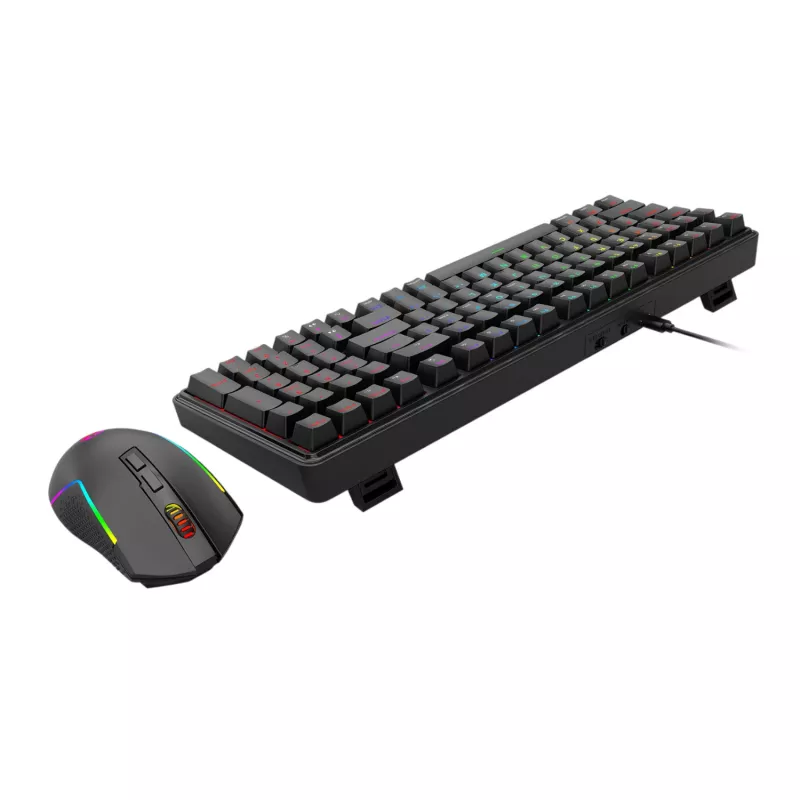 Redragon S162 RGB 3 režimų belaidis mechaninis žaidimų klaviatūros ir pelės rinkinys - juodas
