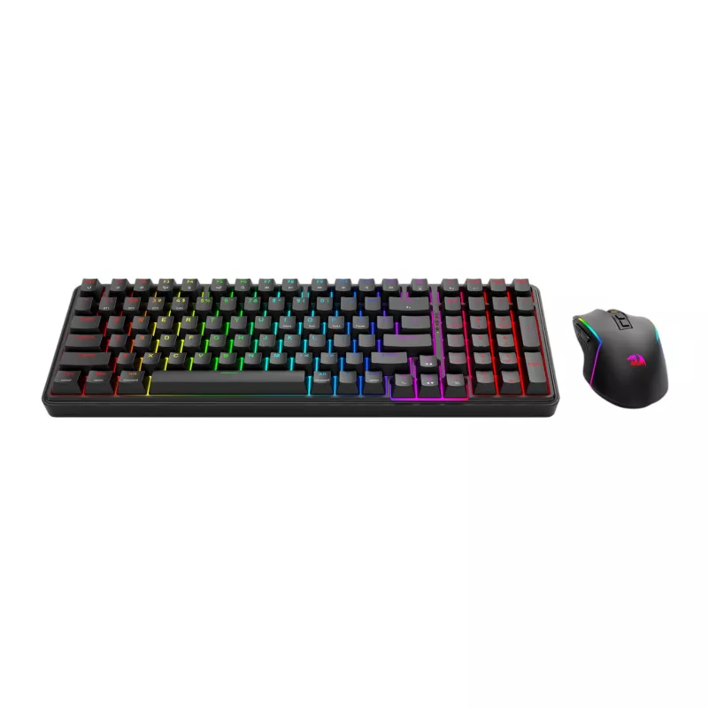 Redragon S162 RGB 3 režimų belaidis mechaninis žaidimų klaviatūros ir pelės rinkinys - juodas