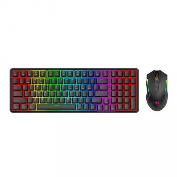 Redragon S162 RGB 3 režimų belaidis mechaninis žaidimų klaviatūros ir pelės rinkinys - juodas