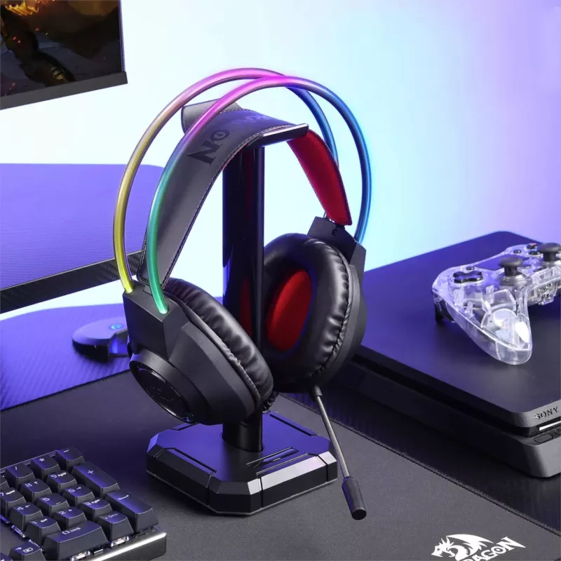 Redragon SCREAM Ausinės su mikrofonu, RGB, virš galvos - juodos