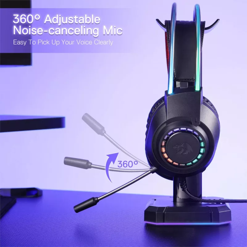Redragon SCREAM Ausinės su mikrofonu, RGB, virš galvos - juodos