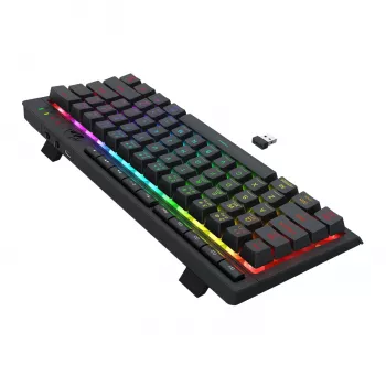 Redragon SHIVA K522 PRO RGB belaidė žaidimų klaviatūra - trijų režimų TKL mechaninė, karštai keičiami raudoni jungikliai, juoda