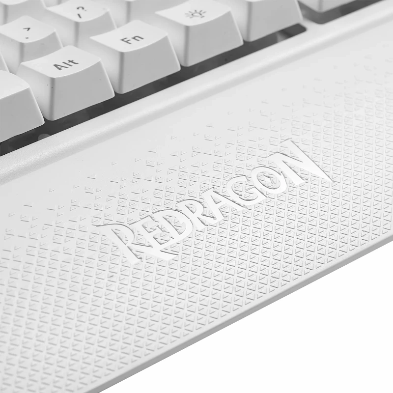 REDRAGON SHIVA membraninė klaviatūra - balta, pilno dydžio RGB apšvietimas, 6 makro klavišai, nuimama riešo atrama, laidinė USB