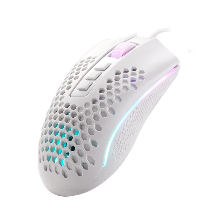 REDRAGON STORM WIRED RGB žaidimų pelė - lengvas korio dizainas, 12400 DPI, 7 programuojami mygtukai, Omron jungikliai, PTFE kojelės