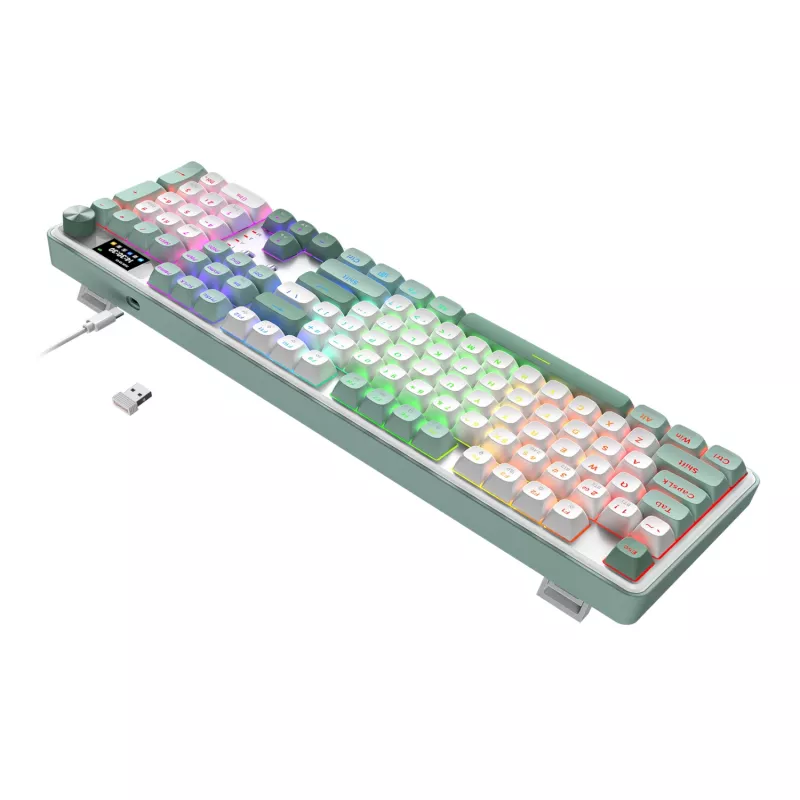 Redragon WYVERN K761 Pro viso dydžio RGB belaidė mechaninė žaidimų klaviatūra - balta/žalia