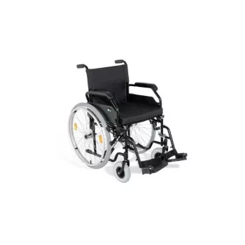 REHA FUND Steel Wheelchair RF-1/45/PN/CZA-624/PU - Manual Wheelchair, 45 cm Seat Width, 120 kg Capacity, Black