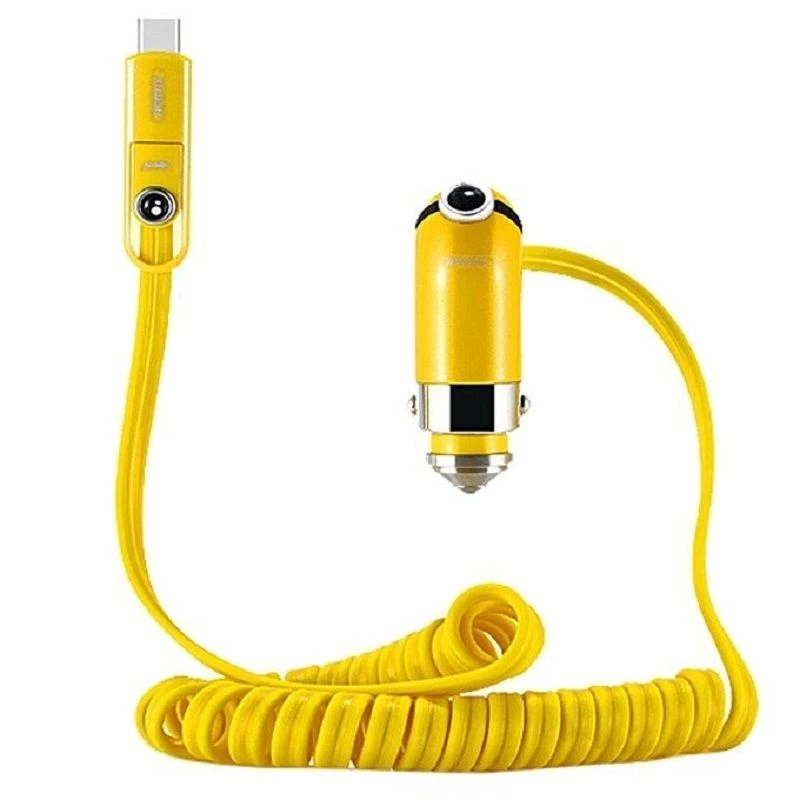 REMAX Cutie Car Charger Yellow - 2 USB-A prievadai, 4.2A bendra išvestis
