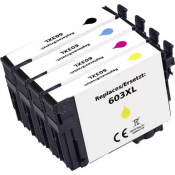 Renkforce suderinamas rašalo kasečių rinkinys Epson 603XL (juoda, žydra, purpurinė, geltona) RF-I-E-603XLBKCMY4PK RF-7187228