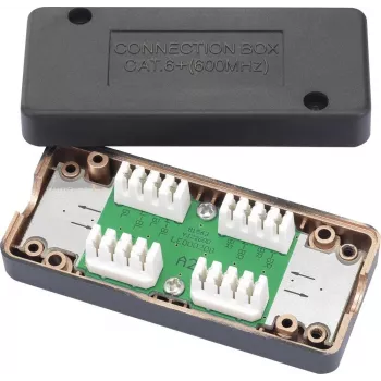 renkforce jungties dėžutė CAT 6A tinklo kabeliams, ekranuota jungimo dėžutė, LSA+ gnybtai, 10 Gbit/s, šviesiai pilka