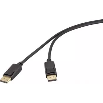 Renkforce DisplayPort kabelis 1m juodas 4K UHD 60Hz vyriškas į vyrišką auksu padengtas trigubai ekranuotas RF-6830472
