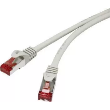 Renkforce RF-4724268 Cat6 S/FTP RJ45 tinklo kabelis 10m pilkas su apsauga nuo užkabinimo auksuoti kontaktai liepsnai atsparus