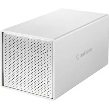 Renkforce RF-5587610 4 skyrių SATA standžiųjų diskų korpusas, 2,5/3,5 colio, USB 3.2 Gen 1, aliuminis, 80 mm ventiliatorius