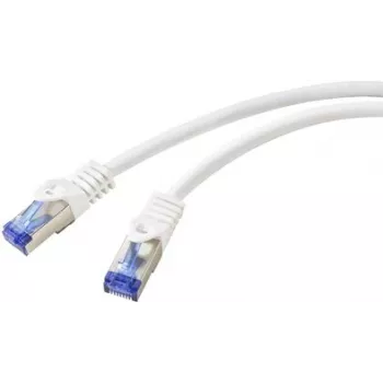 Renkforce RF-5771524 Cat6a S/FTP tinklo pataisos kabelis, 2m, baltas, 10GbE, 500MHz, RJ45, be užkabinimų, auksuoti
