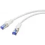 Renkforce RF-5771524 Cat6a S/FTP tinklo pataisos kabelis, 2m, baltas, 10GbE, 500MHz, RJ45, be užkabinimų, auksuoti