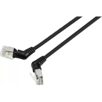 Renkforce RF-6071546 CAT 6a F/UTP RJ45 tinklo kabelis, 0,5 m, juodas, 360° pasukami jungtys, kampuotas išėjimas