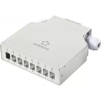 Renkforce RF-7187896 DIN bėgio adapteris, 8 prievadų tuščias korpusas, šviesiai pilkas