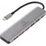 Renkforce RF-7465828 USB-C 6-in-1 šakotuvas, 3x USB-A 3.0, USB-C duomenų, 4K HDMI, 100W PD, pilkas