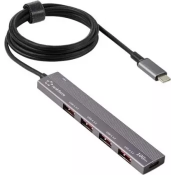 Renkforce RF-USBCH-200 1+4 prievadų USB-C USB 3.2 Gen 1 kelių prievadų šakotuvas su aliumininiu korpusu (RF-6700798)