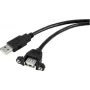 Renkforce USB 2.0 prailginimo kabelis, USB-A vyriškas į USB-A moterišką, 1 m, juodas, skydinis montavimas, įsukamas RF-5720386