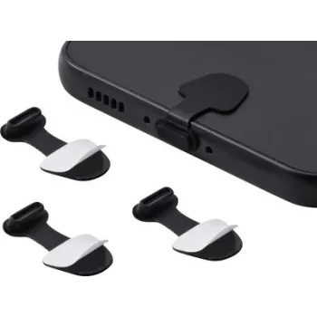 Renkforce USB-C dulkių apsauga mobiliesiems įrenginiams, 3 dalių rinkinys, juodas (RF-7260818)