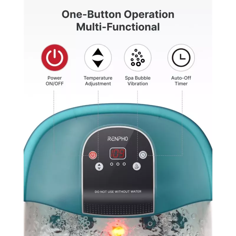 RENPHO Foot Spa Bath Massager X002 with Heat, Bubbles, Vibration & Red Light Therapy