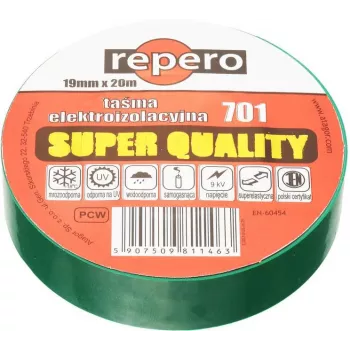 REPERO 701 žalia PVC elektros izoliacinė juosta 19 mm x 20 m