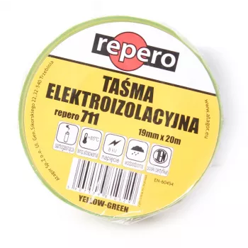 REPERO 711E Geltonai-žalia PVC elektros izoliacinė juosta 19 mm x 20 m