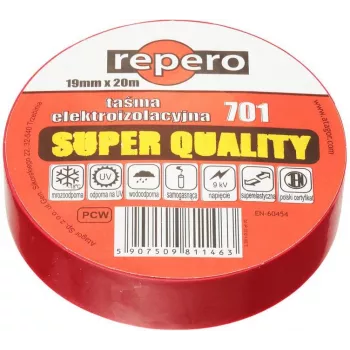 REPERO TTE701S2-0019-20 Raudona PVC elektros izoliacinė juosta 19 mm x 20 m