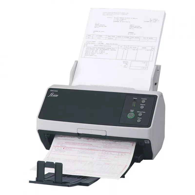 Ricoh fi-8150 dvipusis dokumentų skaitytuvas su 100 lapų ADF, 50 ppm/100 ipm, USB 3.2 ir Gigabit Ethernet, 600 dpi, Clear Image Capture