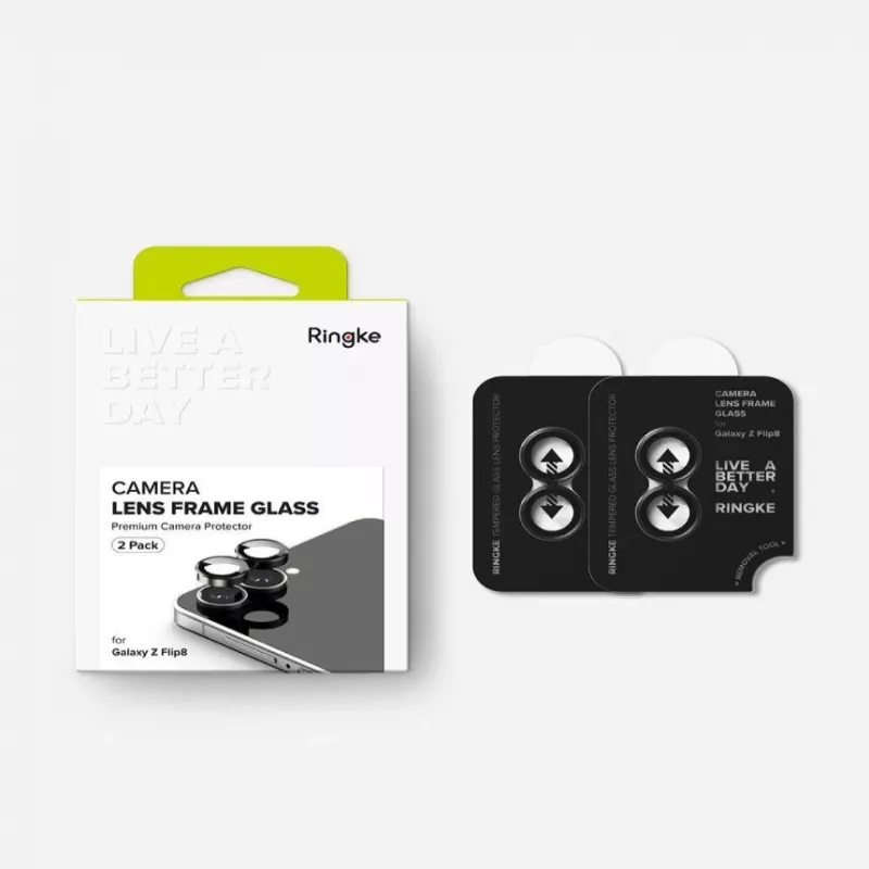 Ringke Camera Frame 2 vnt. Samsung Galaxy Z Flip 8 - juodas aliuminio lydinio objektyvo apsauga su 9H grūdintu stiklu