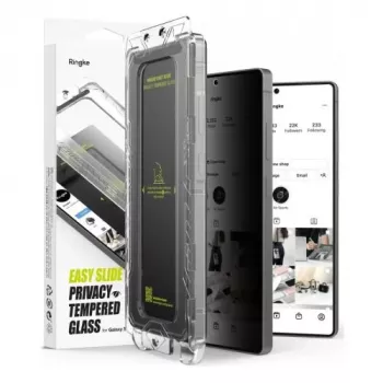 Ringke Galaxy S25 Ultra Screen Protector Premium Easy Slide Privacy Tempered Glass 9H su montavimo šablonu (2 vnt.) Skaidrus
