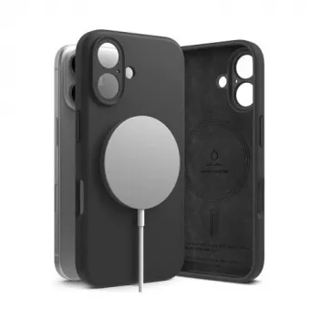 Ringke iPhone 16 dėklas silikoninis magnetinis juodas