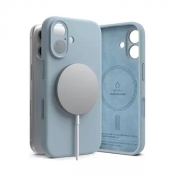 Ringke iPhone 16 dėklas silikoninis magnetinis mėlynas
