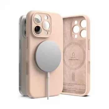 Ringke iPhone 16 Pro dėklas Silikoninis Magnetinis Pink Sand