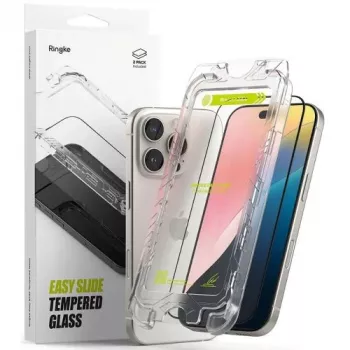 Ringke iPhone 16 Pro Max Screen Protector Premium Easy Slide Tempered Glass 9H su montavimo šablonu (2 vnt.) Skaidrus