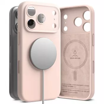 Ringke iPhone 17 Pro dėklas Silikoninis Magnetinis Pink Sand