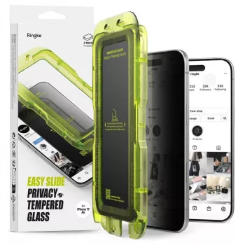 Ringke iPhone Air Screen Protector Premium Easy Slide Privacy Tempered Glass 9H su montavimo šablonu (2 vnt.) Skaidrus