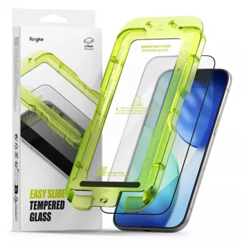 Ringke iPhone Air ekrano apsauga Premium Easy Slide grūdintas stiklas 9H su montavimo rėmeliu (2 vnt.) permatoma